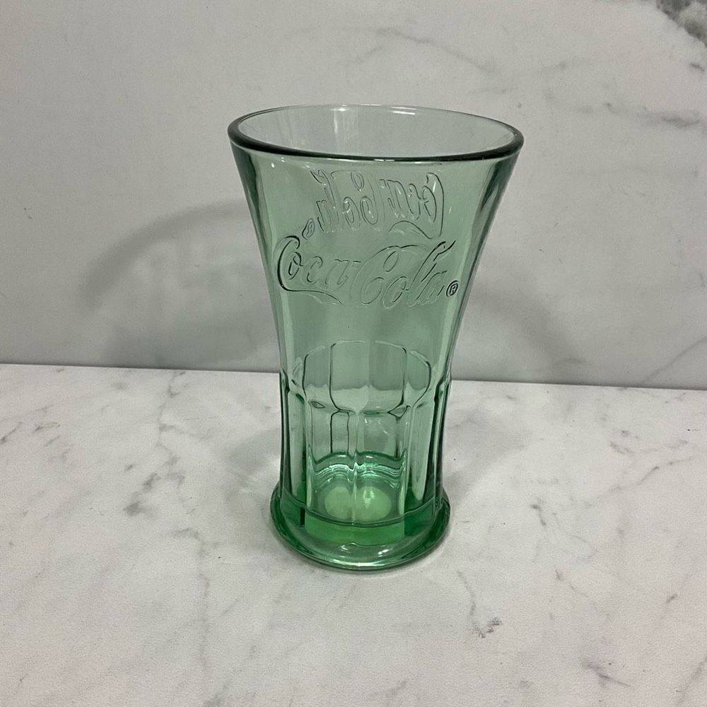 Vintage LIBBEY 16 oz Green Glass Coca Cola Glass